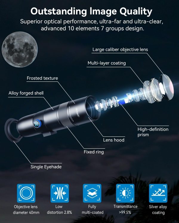 30X Telephoto Lens, High Power HD Telephoto Phone Lens with Adjustable Tripod and Universal Phone Clip, Phone Lens Attachment for Android & iPhone - Image 3