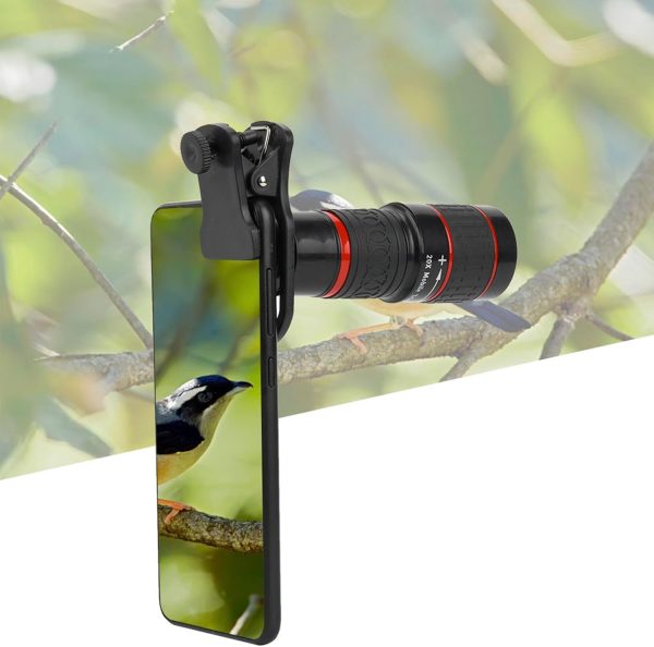 Acouto 20X Telephoto Lens, Long Focus Zoom Telephoto Lens with Clip for Smart Phone Tablet PC Black - Image 2