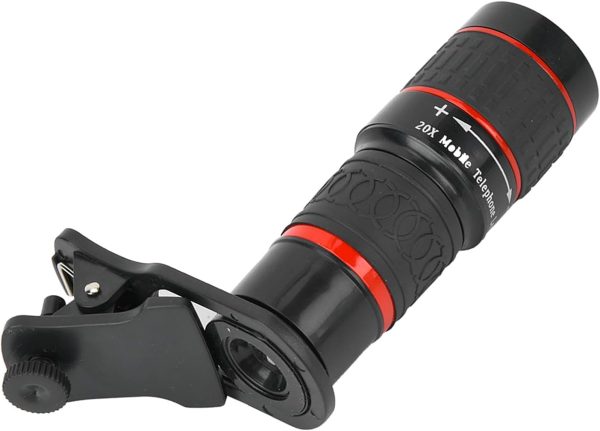 Acouto 20X Telephoto Lens, Long Focus Zoom Telephoto Lens with Clip for Smart Phone Tablet PC Black - Image 4