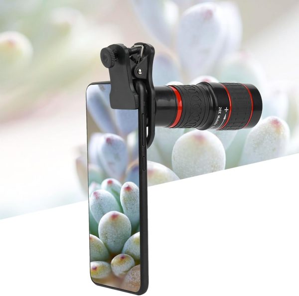 Acouto 20X Telephoto Lens, Long Focus Zoom Telephoto Lens with Clip for Smart Phone Tablet PC Black - Image 6