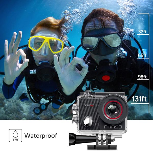 AKASO EK7000 Pro 4K30fps Action Camera with Touch Screen EIS 131ft Waterproof Underwater Camera Remote Control 5X Zoom with Helmet Accessories Kit (with 128GB MicroSD Card) - Image 5