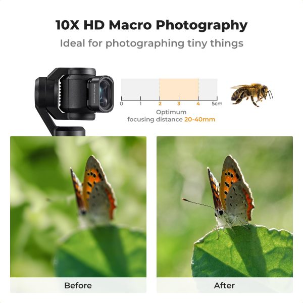 K&F Concept 10X Macro Lens Compatible with DJI Osmo Pocket 3, Close Up Filter HD Macro Photography Lens, Magnetic Attach/Multi-Coated/Optical Glass - Image 4